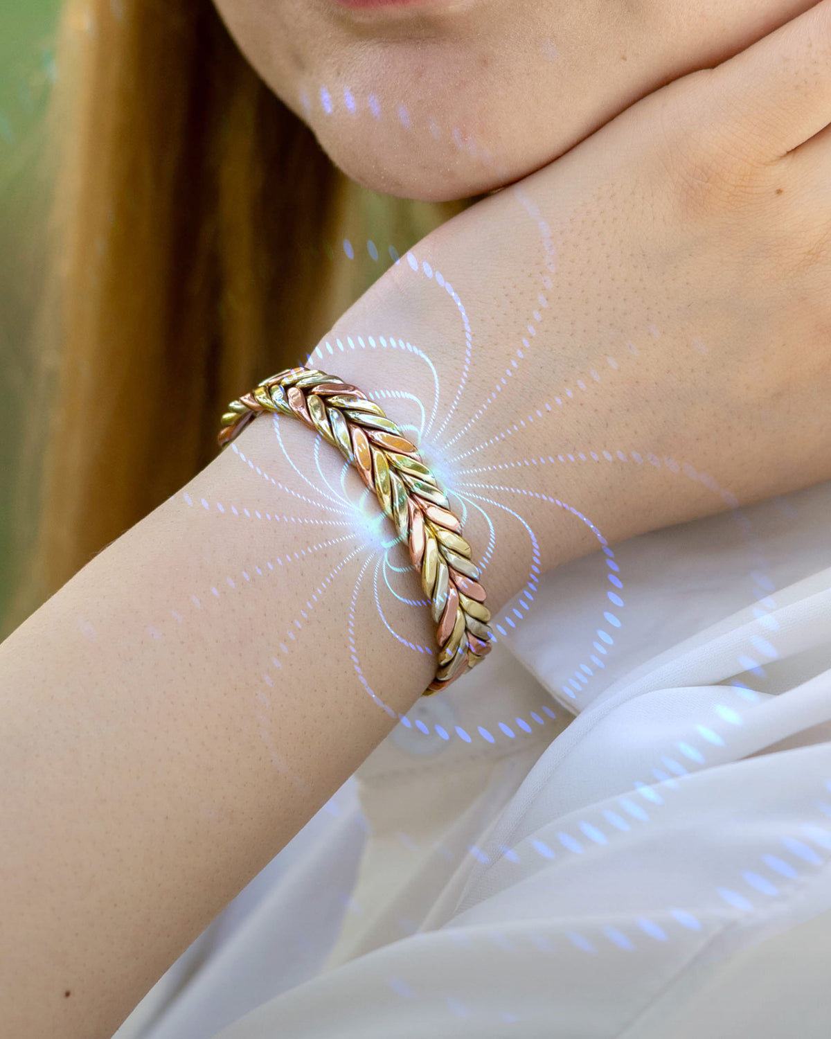 Woven Tri-Tone Magnetic Therapy Bracelet Cuff