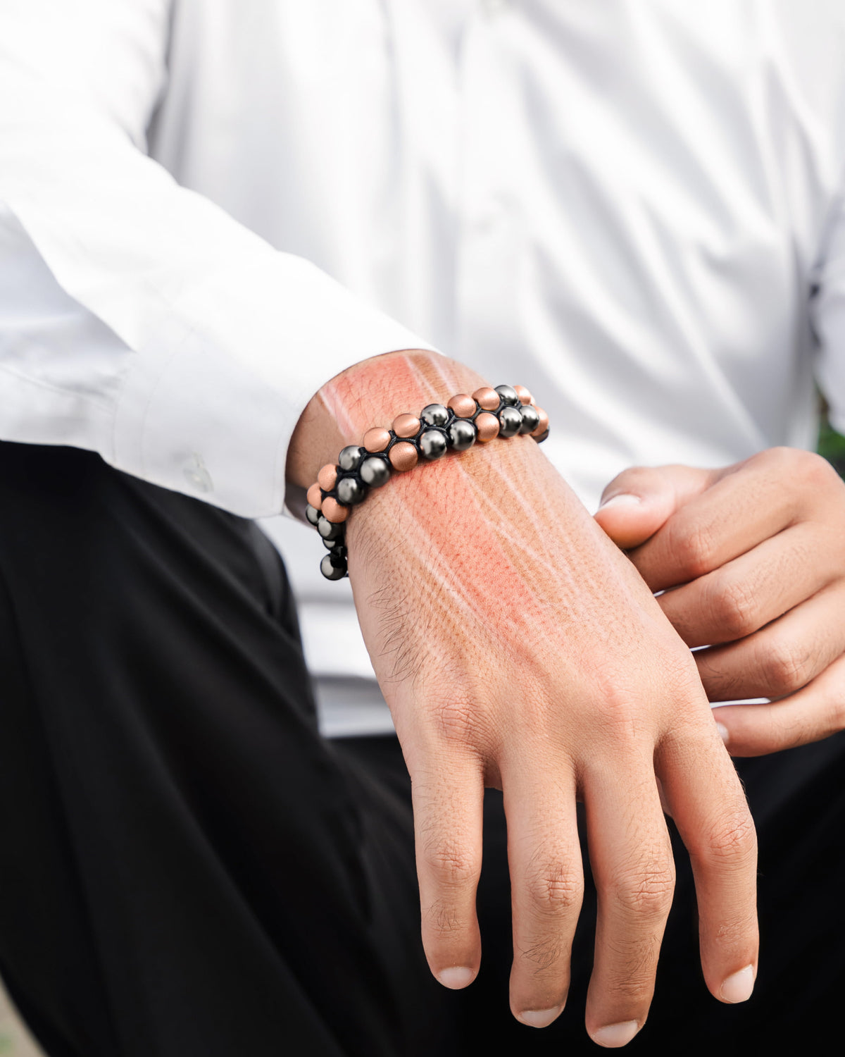 MAX Strength Magnetic Hematite & Copper Bracelet (Double Row)