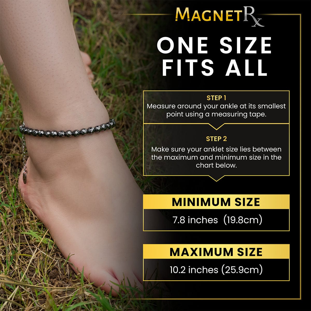 Hematite Magnetic Anklet (6mm Faceted Beads)