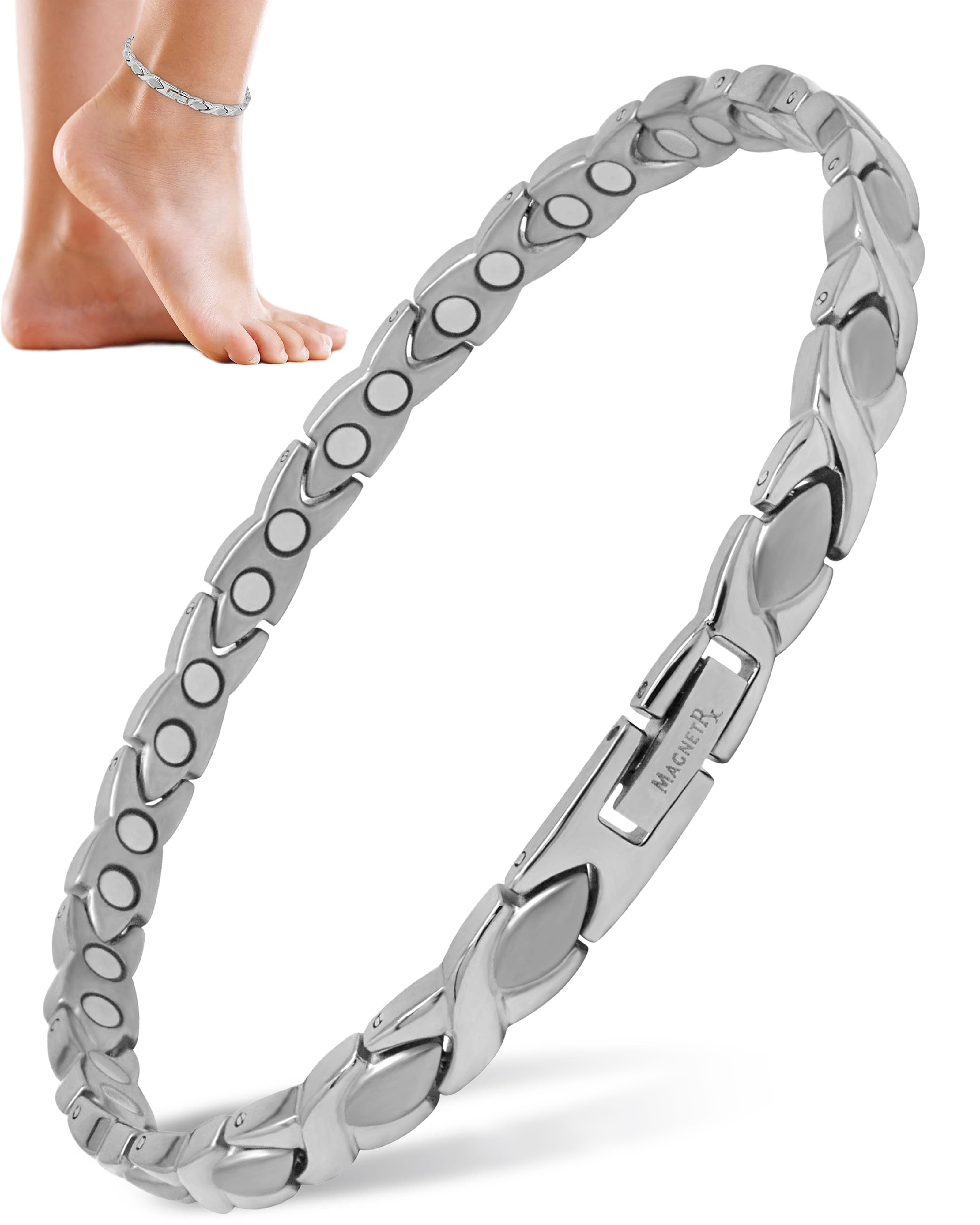 MagnetRX Titanium Magnetic Anklet for Women - Silver