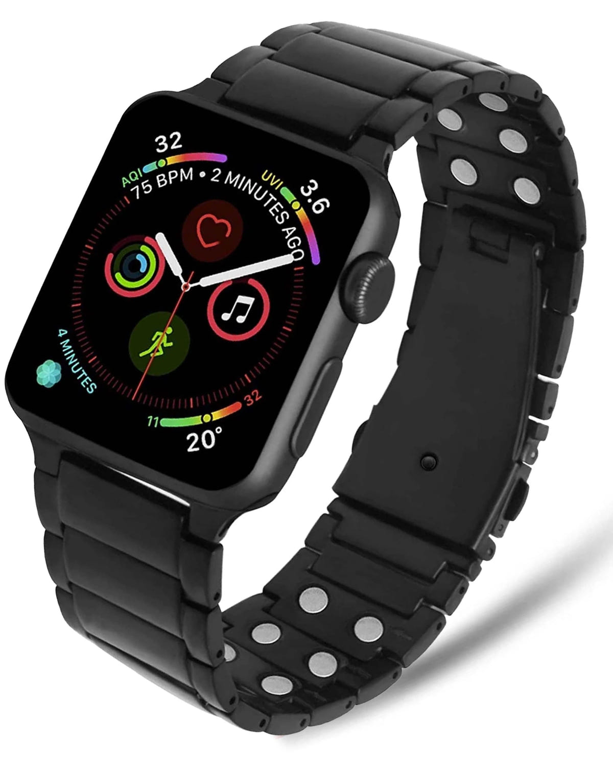 Magnetic Apple Watch Band Magnetic Therapy Apple Watch Band Black Stainless Steel MagnetRX
