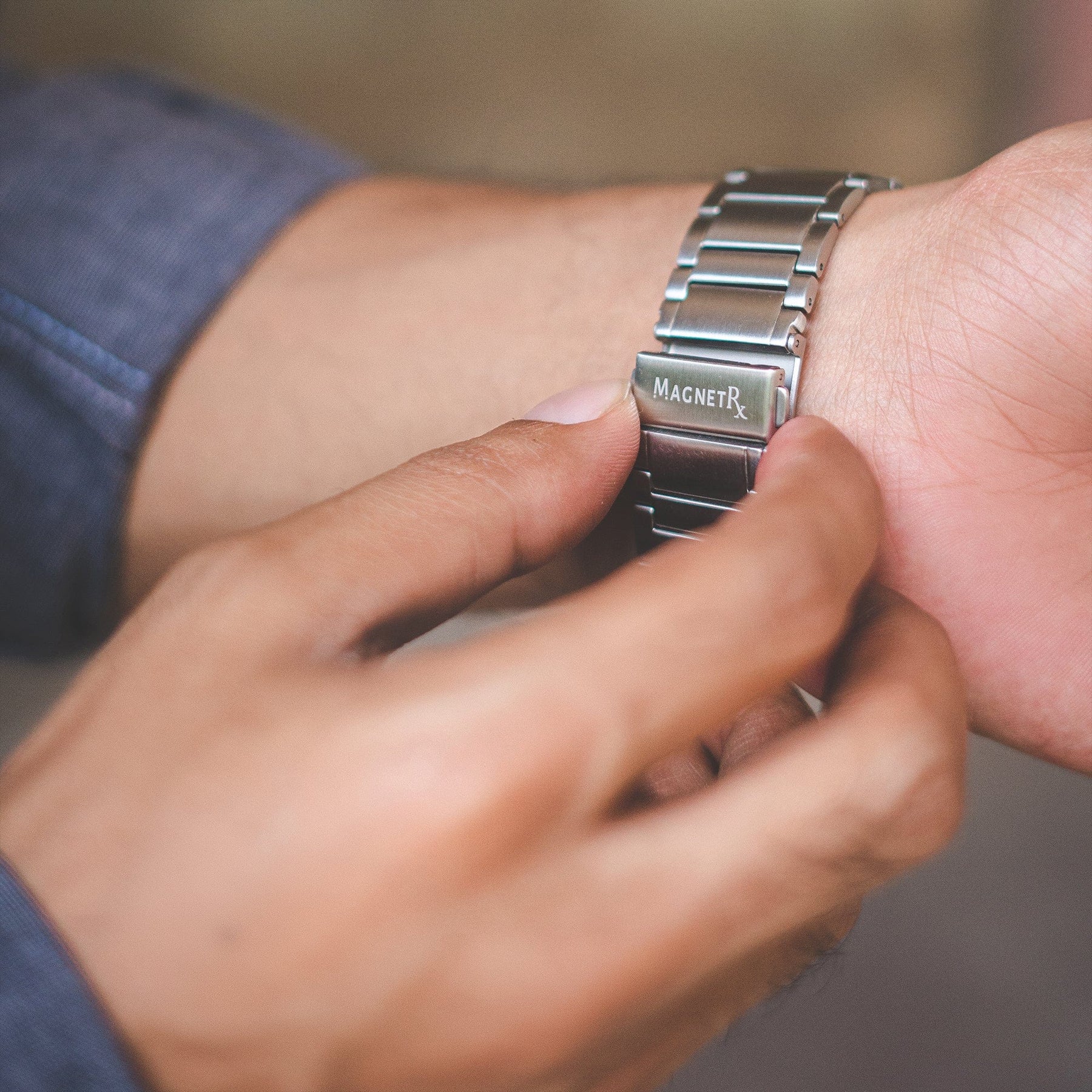 Magnetic Therapy Apple Watch Band Silver Stainless Steel