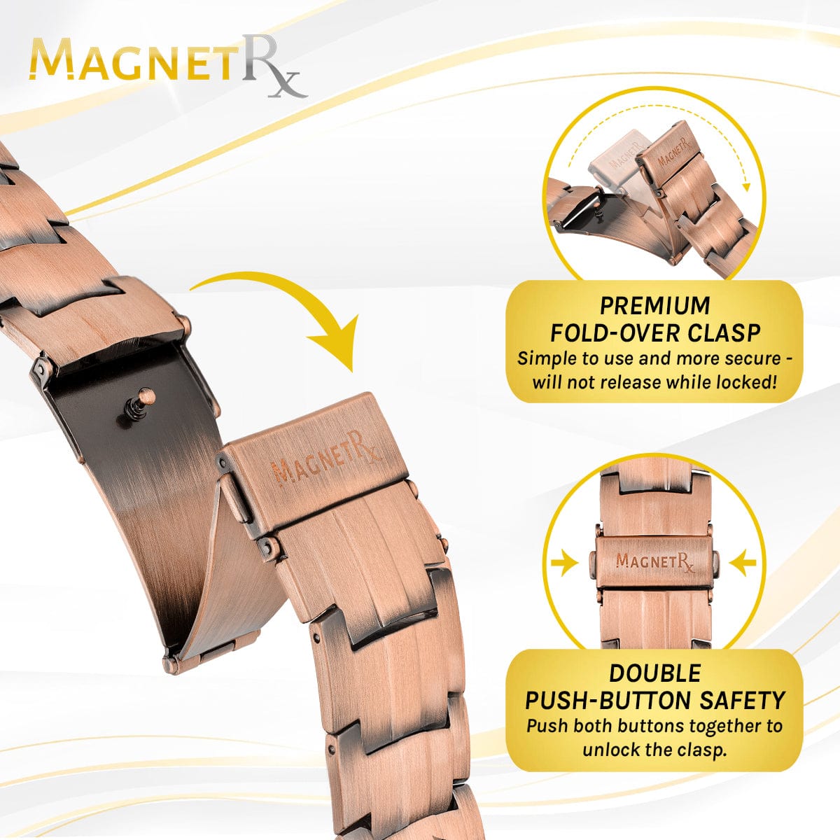 3x Strength Copper Magnetic Bracelet for Men (Legacy)
