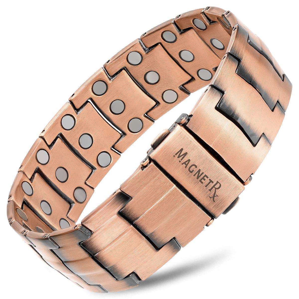 Buy Mens Leather Bracelet With Rose Gold Magnetic Slide Lock Clasp