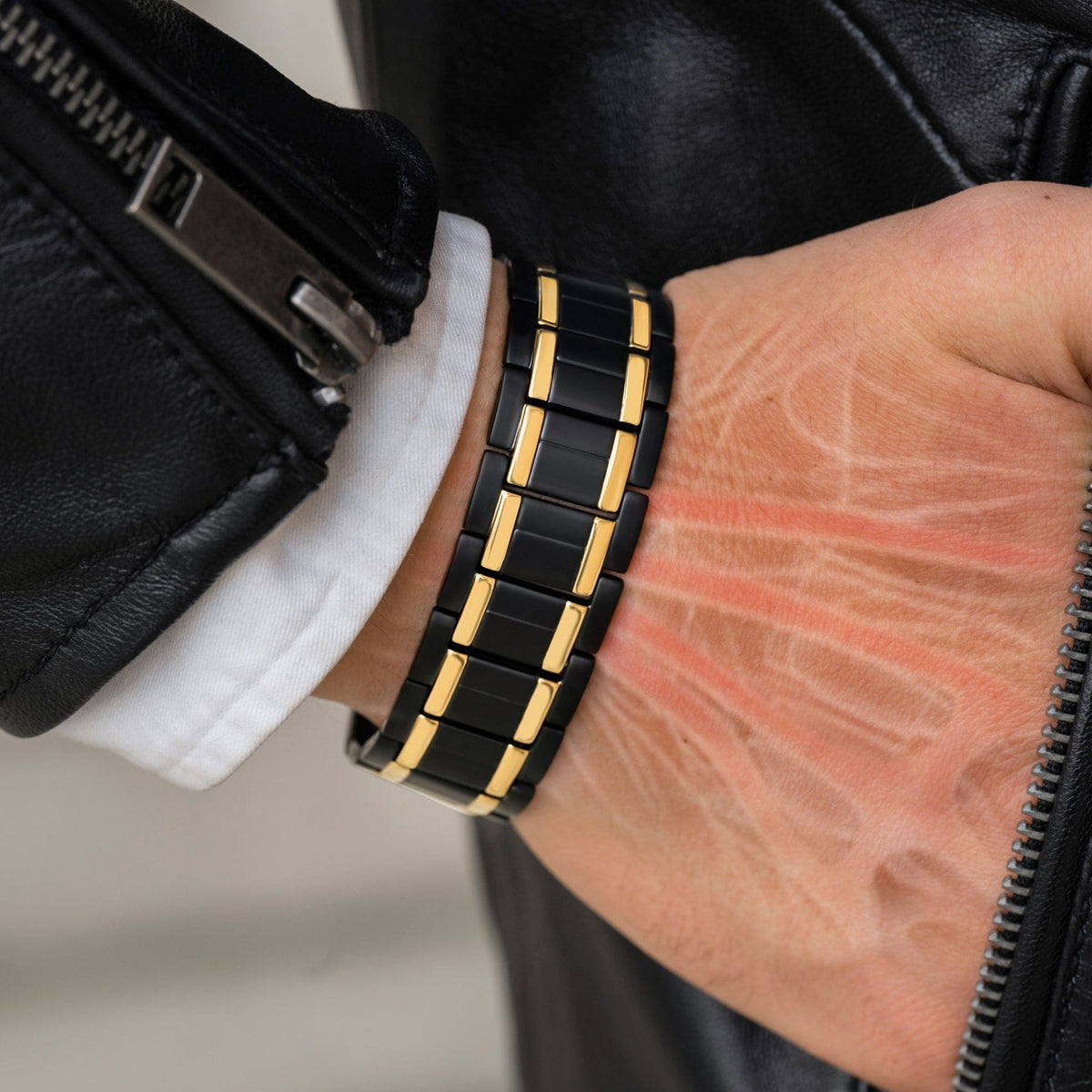 Magnetic Bracelet 3x Strength Titanium Magnetic Bracelet for Men (Black & Gold) MagnetRX