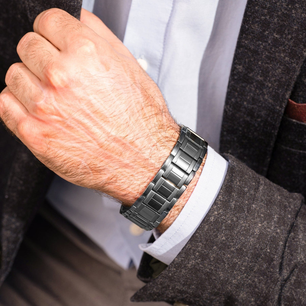 Magnetic Bracelet 3x Strength Titanium Magnetic Bracelet for Men (Gunmetal) MagnetRX