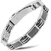 Carbon Fiber Magnetic Bracelet for Men (Silver)