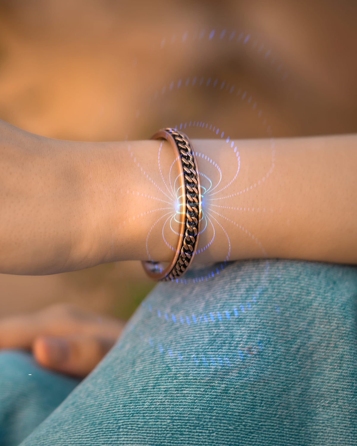 Magnetic Bracelet Curb Chain Inlay Copper Cuff Magnetic Therapy Bracelet for Men & Women MagnetRX