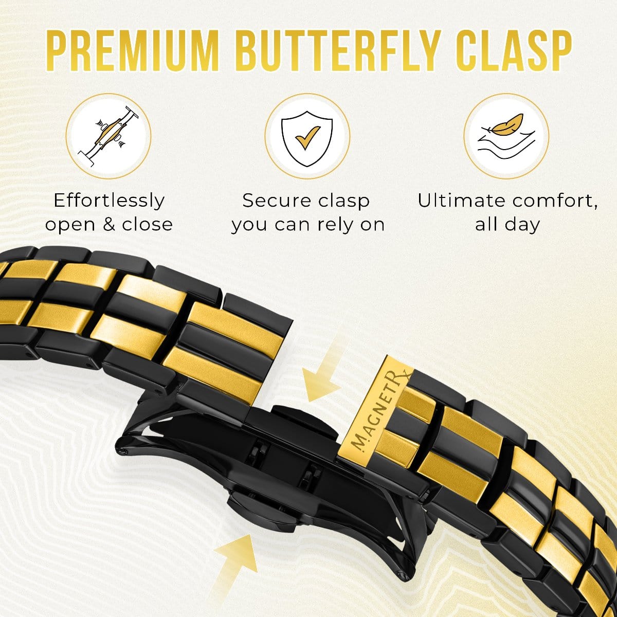 EllipseMAX Magnetic Bracelet for Men (Black & Gold)