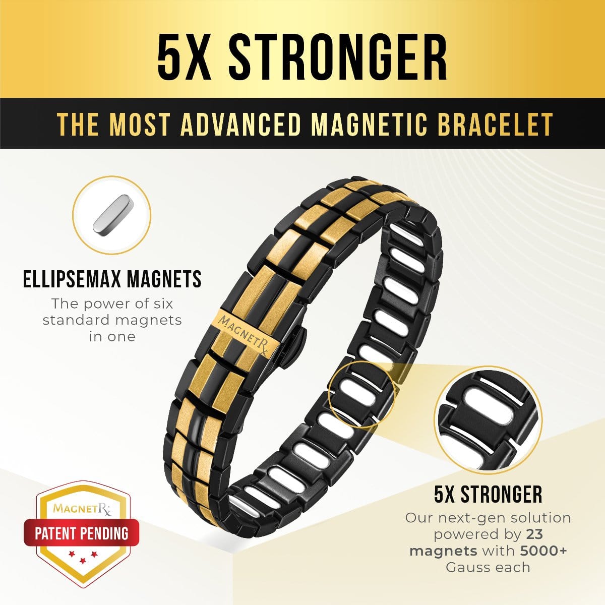 EllipseMAX Magnetic Bracelet for Men (Black & Gold)