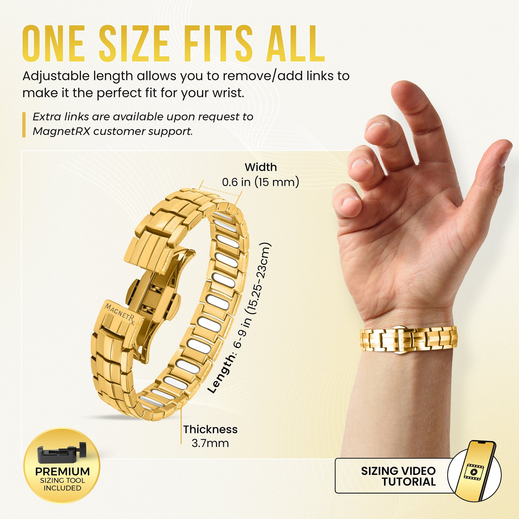 EllipseMAX Magnetic Bracelet for Men (Gold)