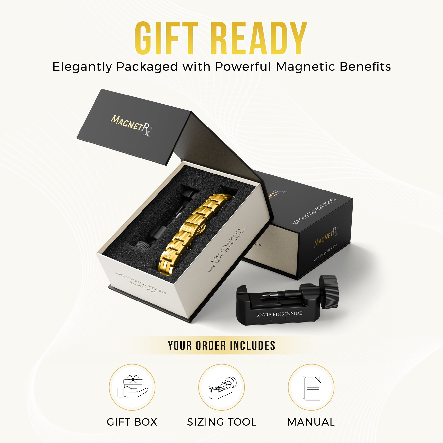 EllipseMAX Magnetic Bracelet for Men (Gold)