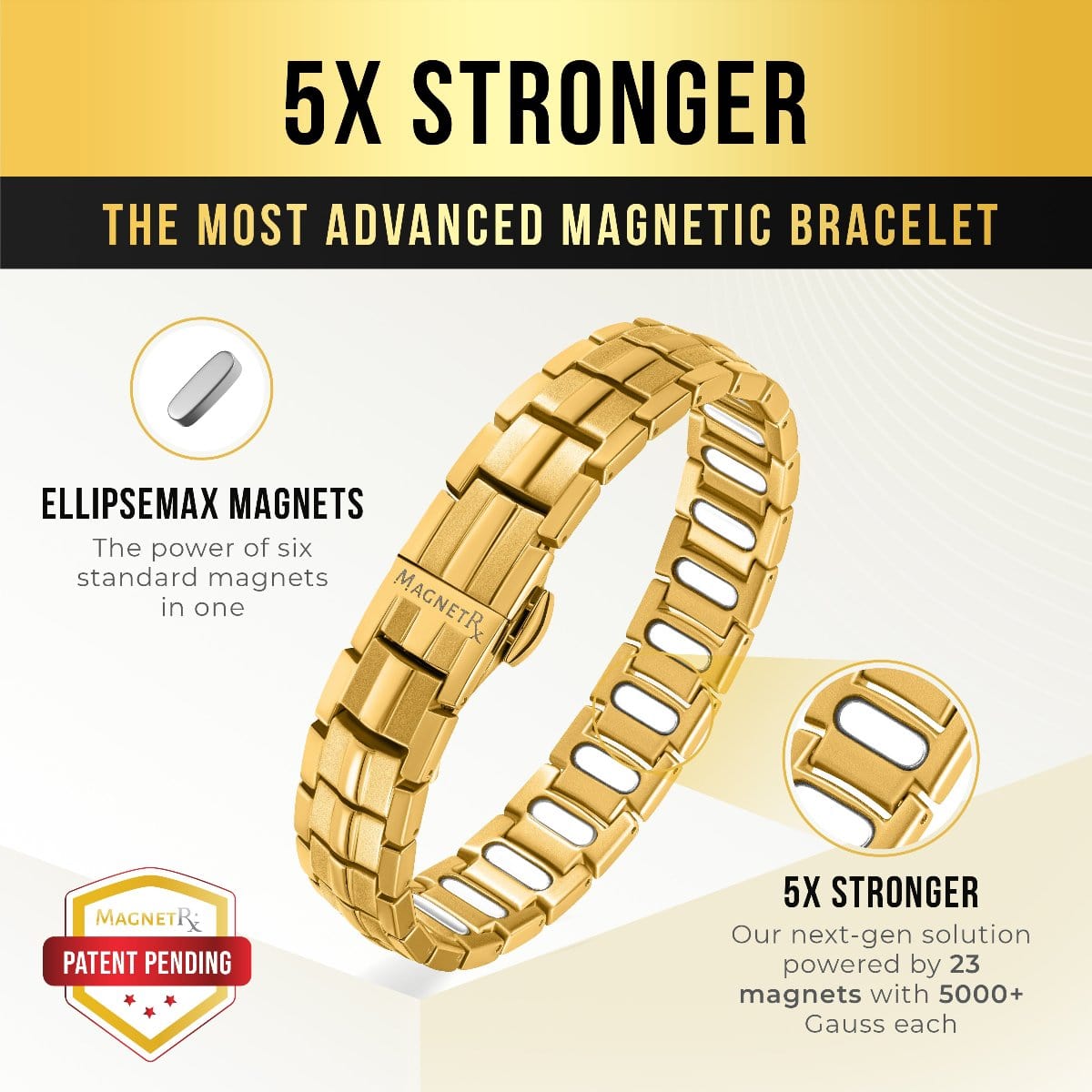EllipseMAX Magnetic Bracelet for Men (Gold)