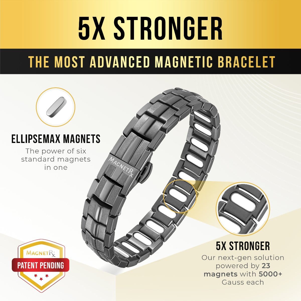 EllipseMAX Magnetic Bracelet for Men (Gunmetal)