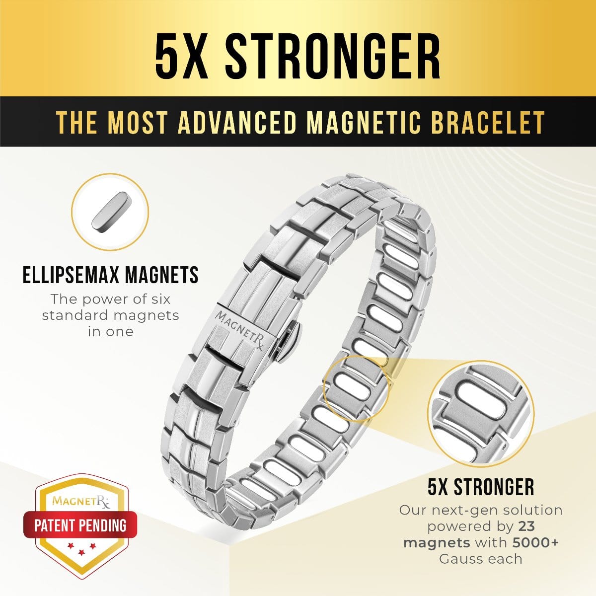 EllipseMAX Magnetic Bracelet for Men (Silver)