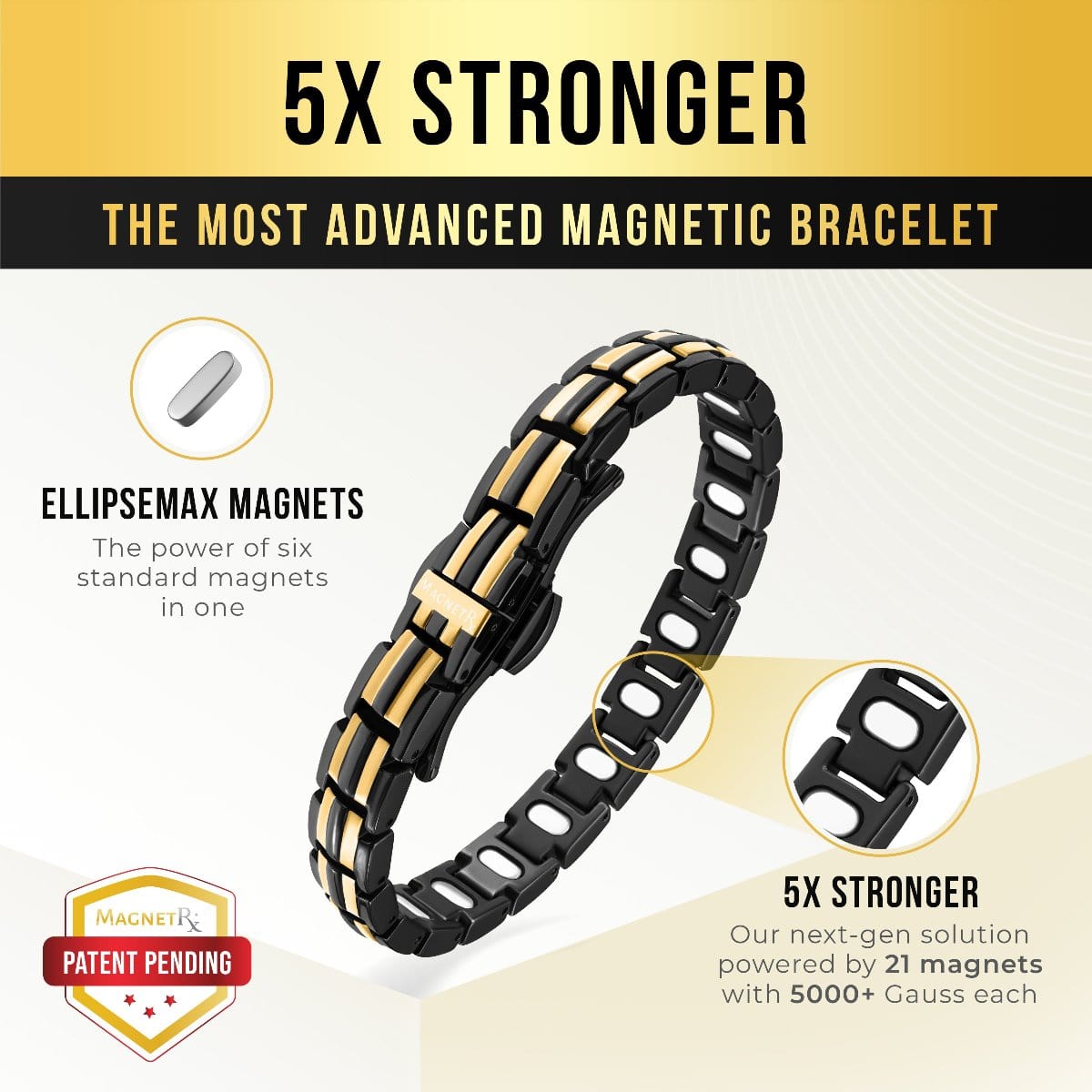 EllipseMAX Magnetic Bracelet for Women (Black & Gold)
