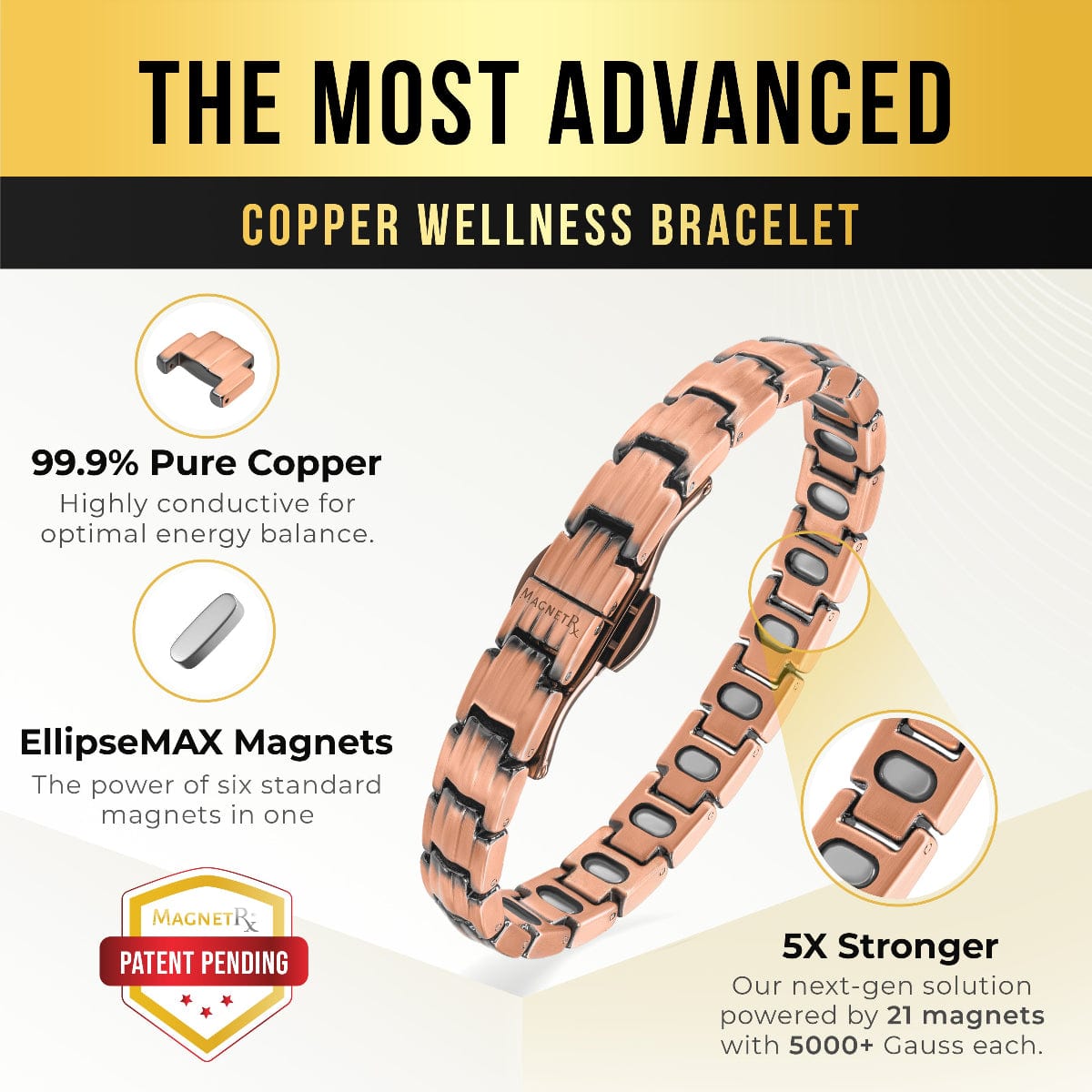 EllipseMAX Magnetic Copper Bracelet for Women