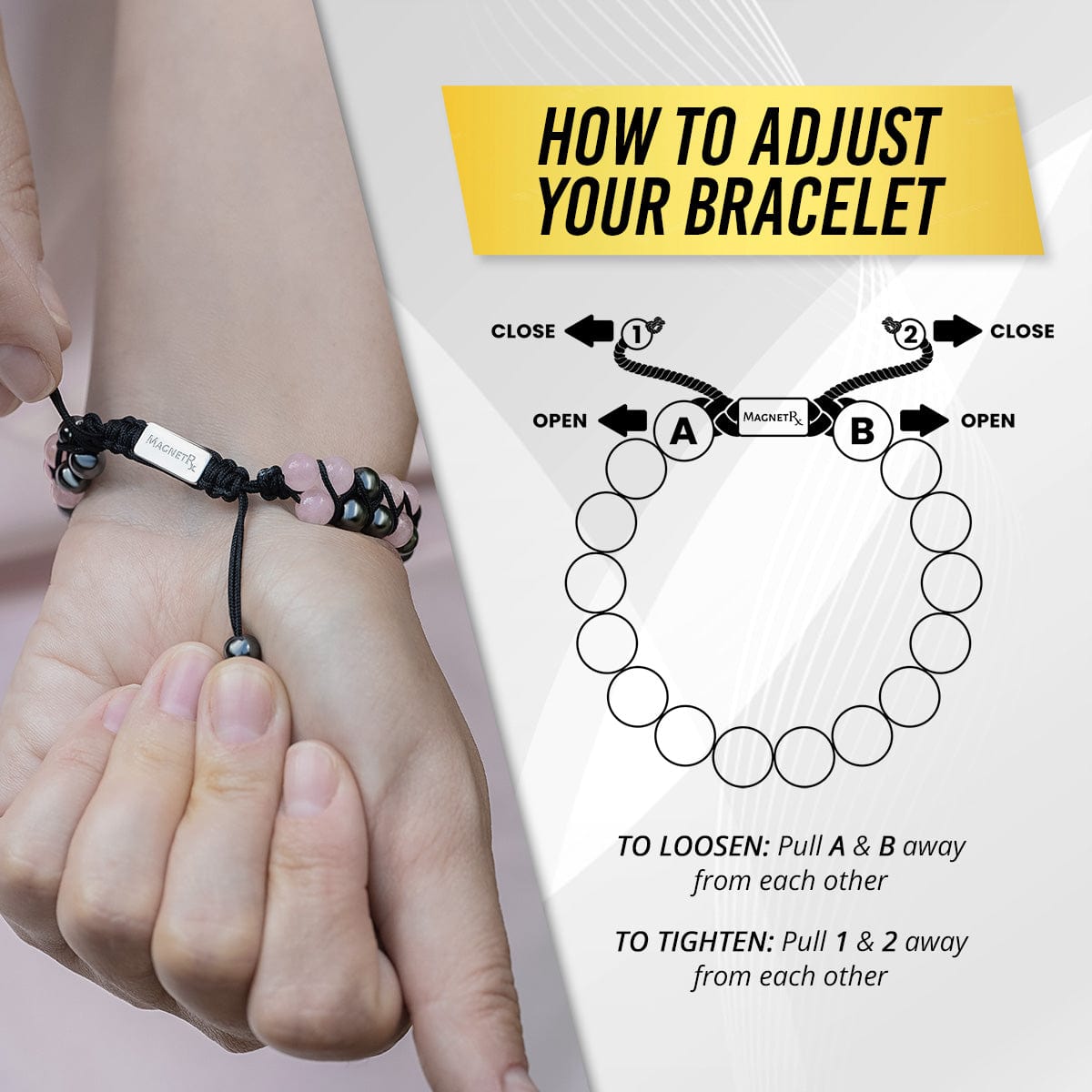 Magnetic Hematite & Rose Quartz Beaded Bracelet for Women
