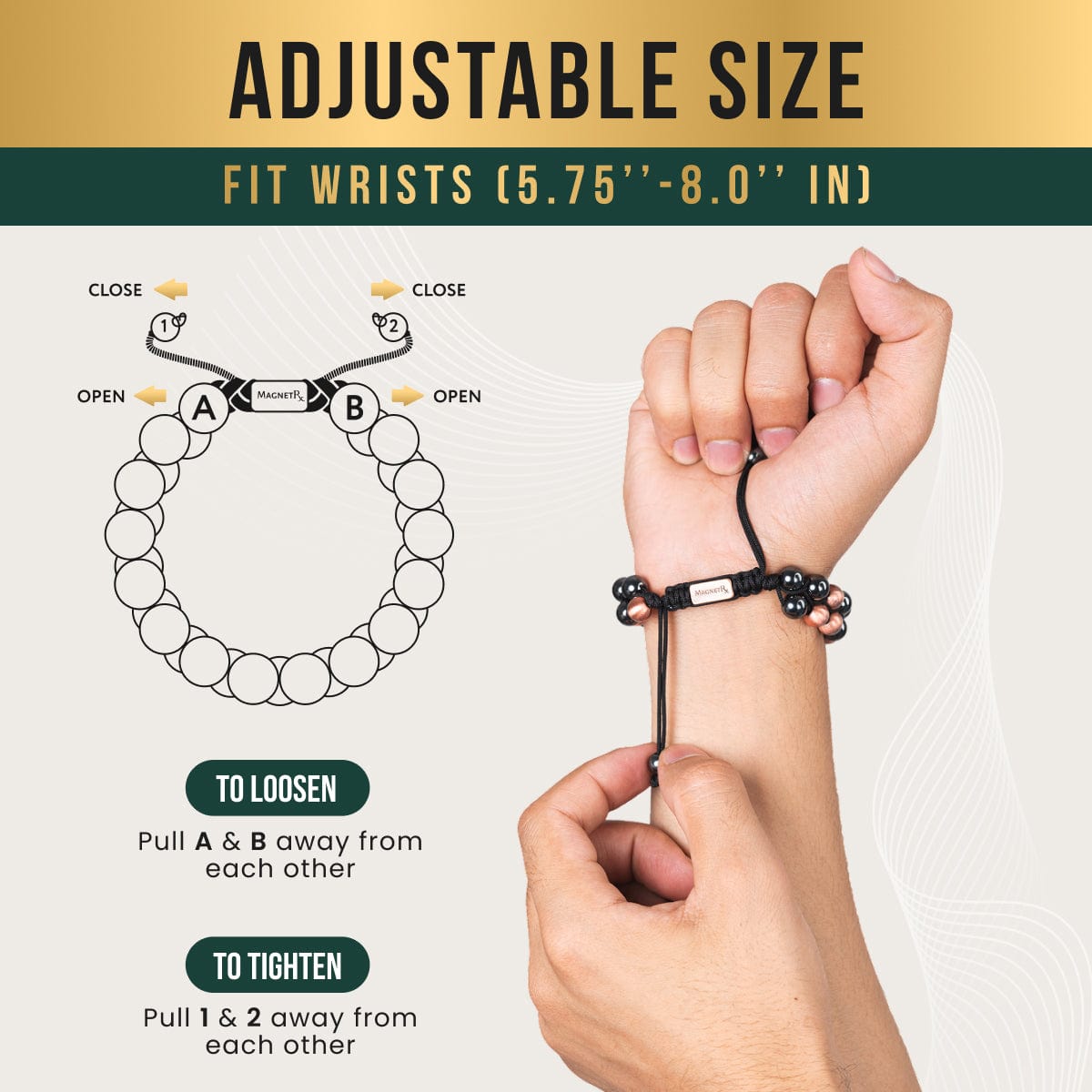 Magnetic Bracelet MAX Strength Magnetic Copper & Hematite Bracelet (Double Row) MagnetRX