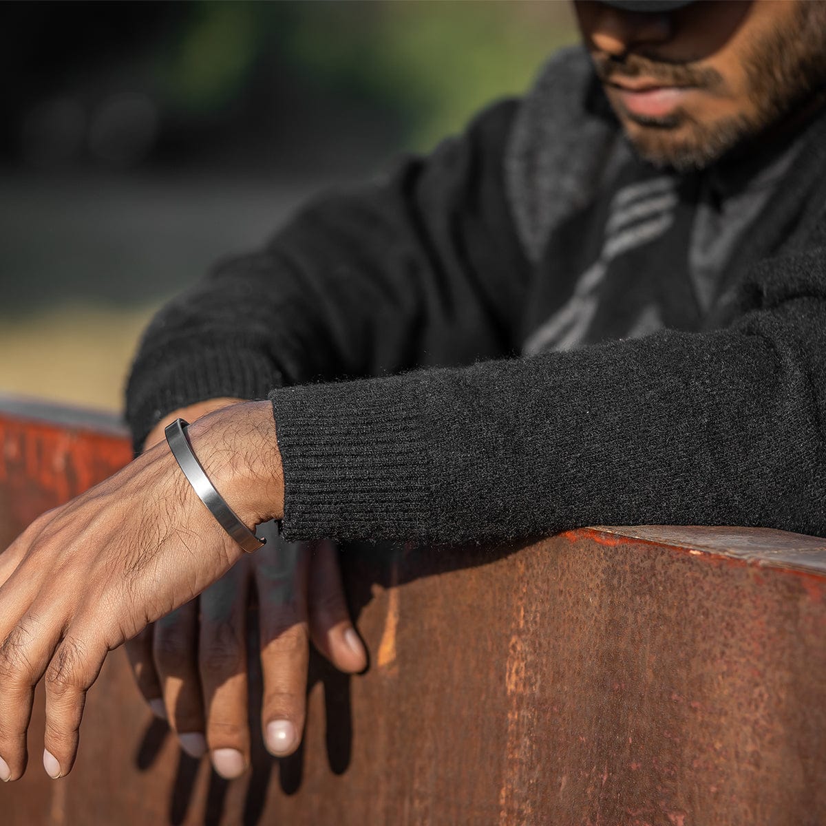 Men’s Magnetic Bracelet Cuff (Brushed Silver)