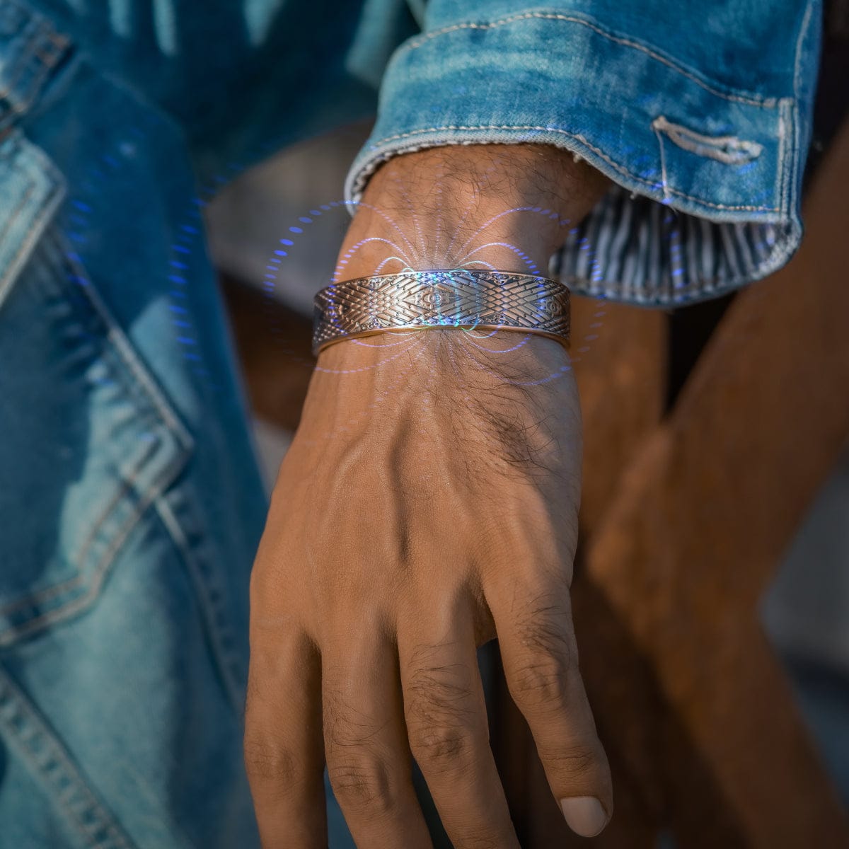 Magnetic Bracelet Stamped Celtic Mist Magnetic Copper Bracelet Cuff for Men MagnetRX