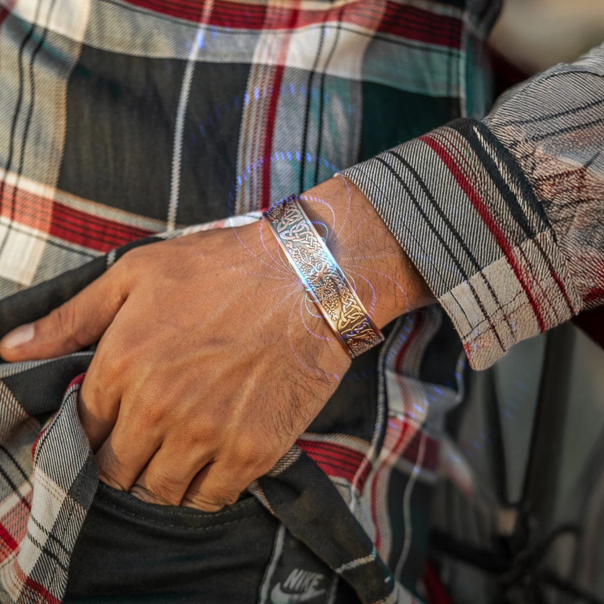 Magnetic Bracelet Stamped Irish Tree Magnetic Copper Bracelet Cuff for Men MagnetRX