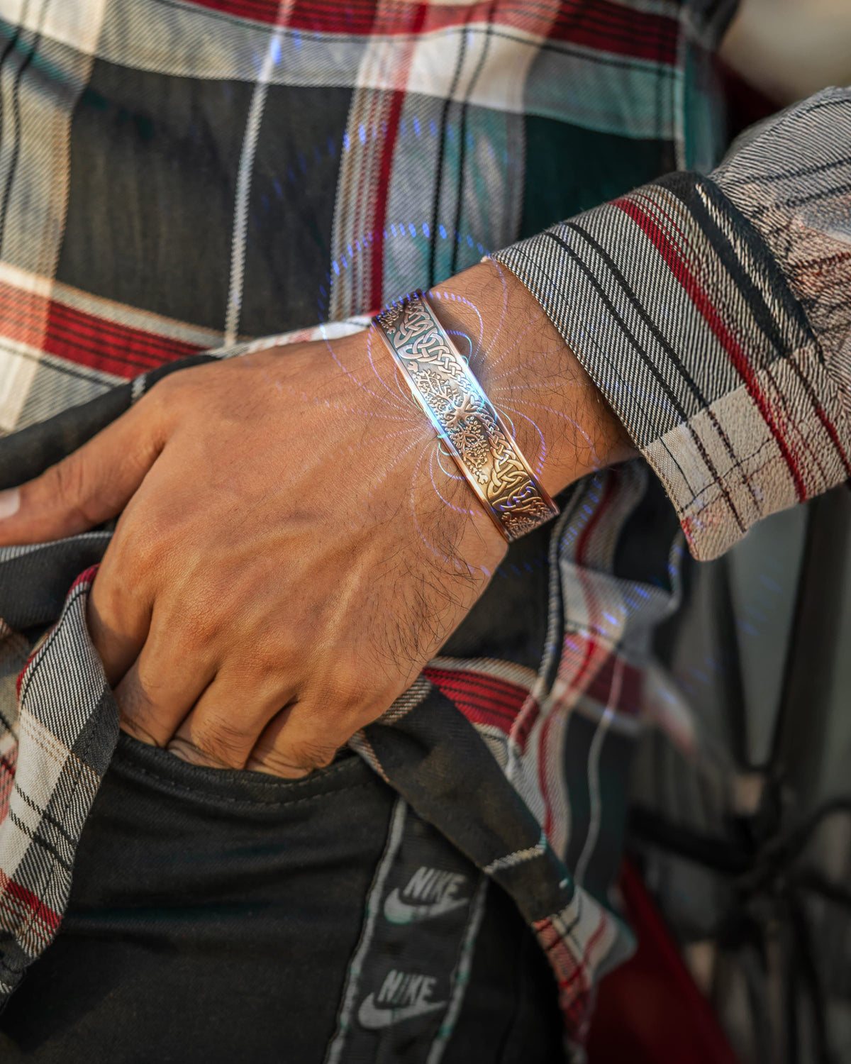 Magnetic Bracelet Stamped Irish Tree Magnetic Copper Bracelet Cuff for Men MagnetRX