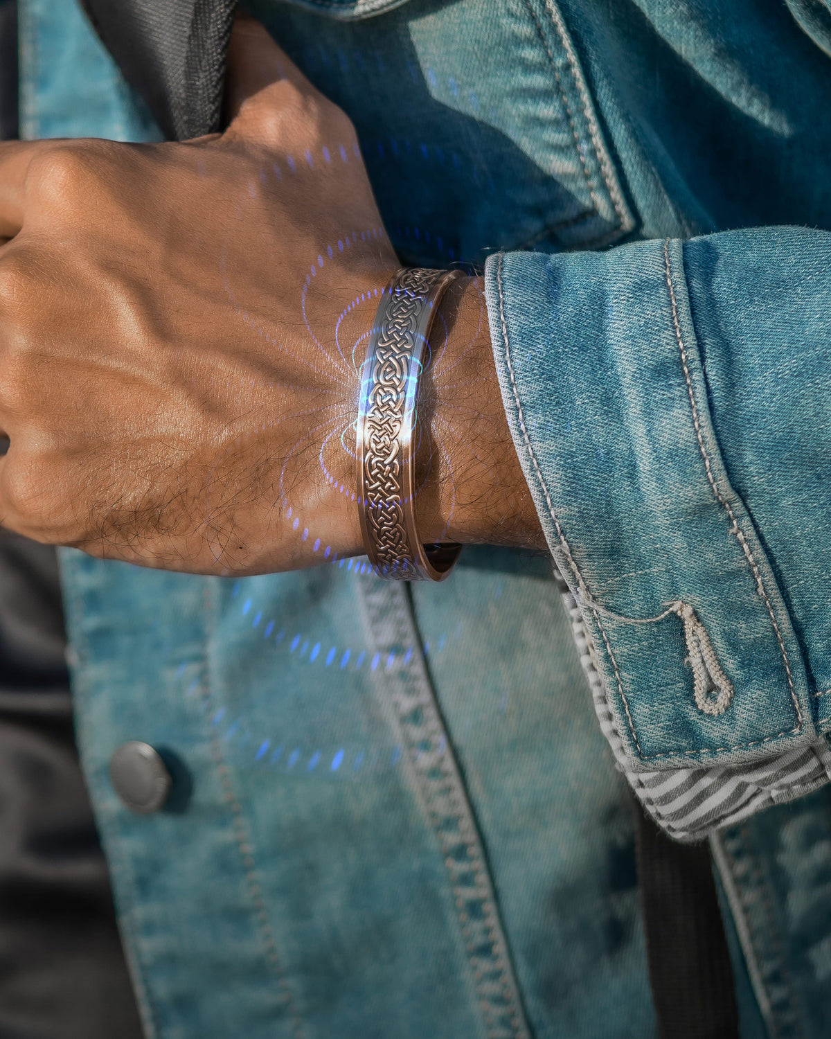 Magnetic Bracelet Stamped Shielded Knot Magnetic Copper Bracelet Cuff for Men MagnetRX