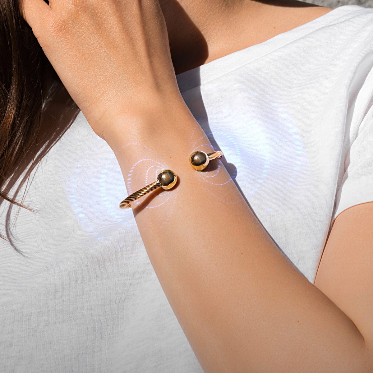 Magnetic Bracelet Twisted Cable Magnetic Bracelet Cuff (Gold) MagnetRX