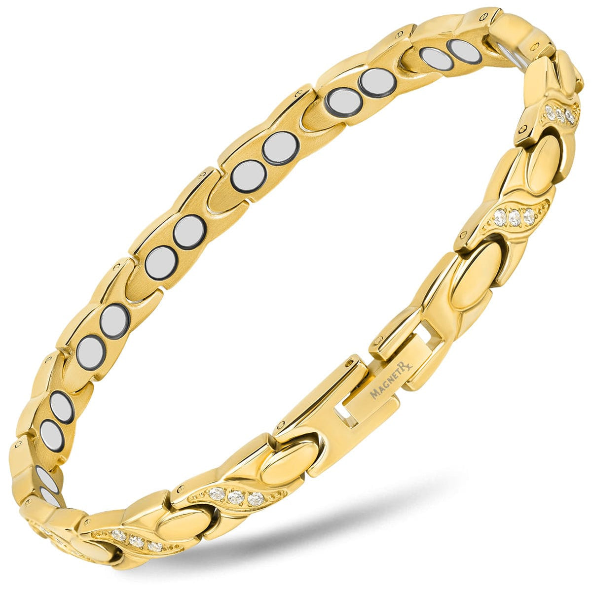 Women's Ultra Strength Magnetic Bracelet Crystal XO (Gold)