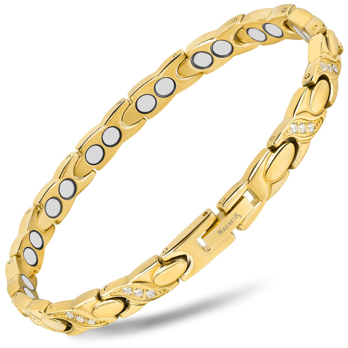 Women's Ultra Strength Magnetic Bracelet Crystal XO (Gold)