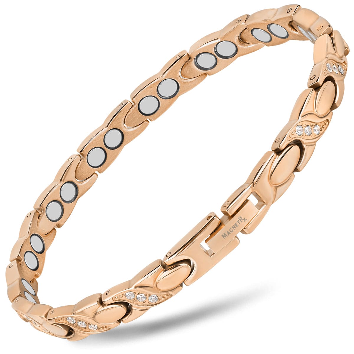 Women s Ultra Strength Magnetic Bracelet Crystal XO Rose Gold