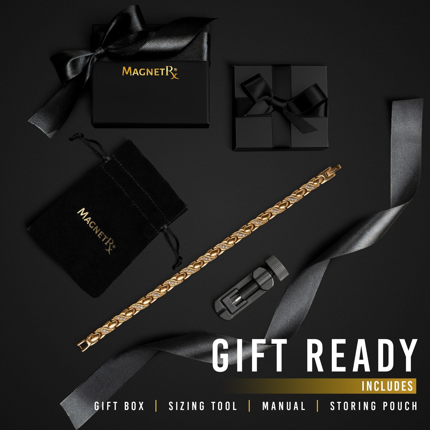 Women's Ultra Strength Magnetic Bracelet Crystal XO (Gold)