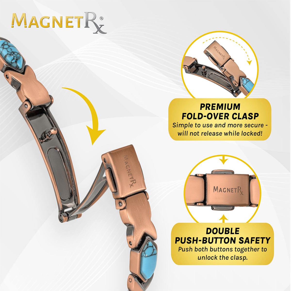 Women's Ultra Strength Pure Copper Magnetic Bracelet (Turquoise XO)