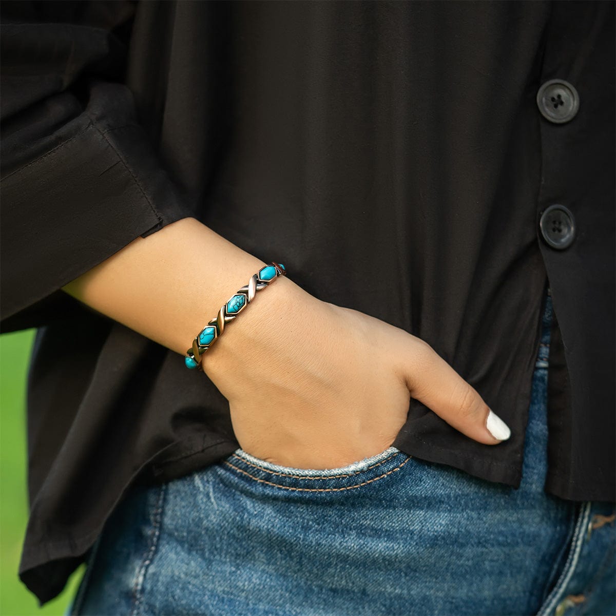 Women's Ultra Strength Pure Copper Magnetic Bracelet (Turquoise XO)