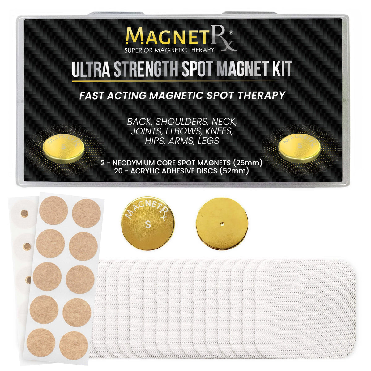 Complete spot therapy set with small patches and large spot magnet