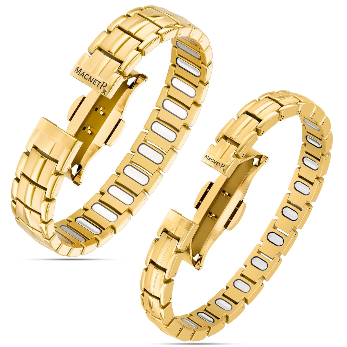 Magnetic Bundles His & Hers Matching Magnetic Bracelets – EllipseMAX Titanium (Gold) MagnetRX