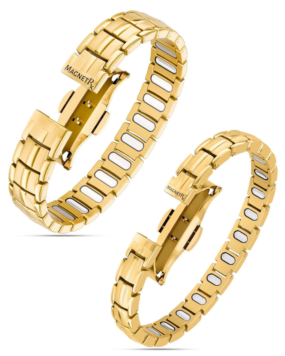 Magnetic Bundles His & Hers Matching Magnetic Bracelets – EllipseMAX Titanium (Gold) MagnetRX