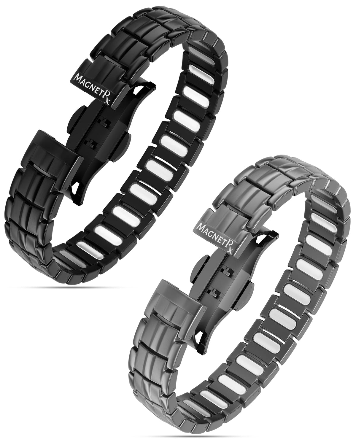 Magnetic Bundles Men’s EllipseMAX Magnetic Bracelet Duo – Black & Gunmetal MagnetRX