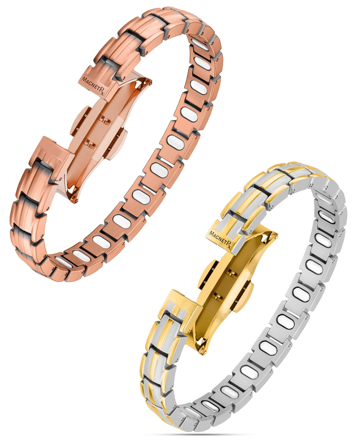 Magnetic Bundles Women’s EllipseMAX Magnetic Bracelet Duo – Copper & Silver/Gold MagnetRX