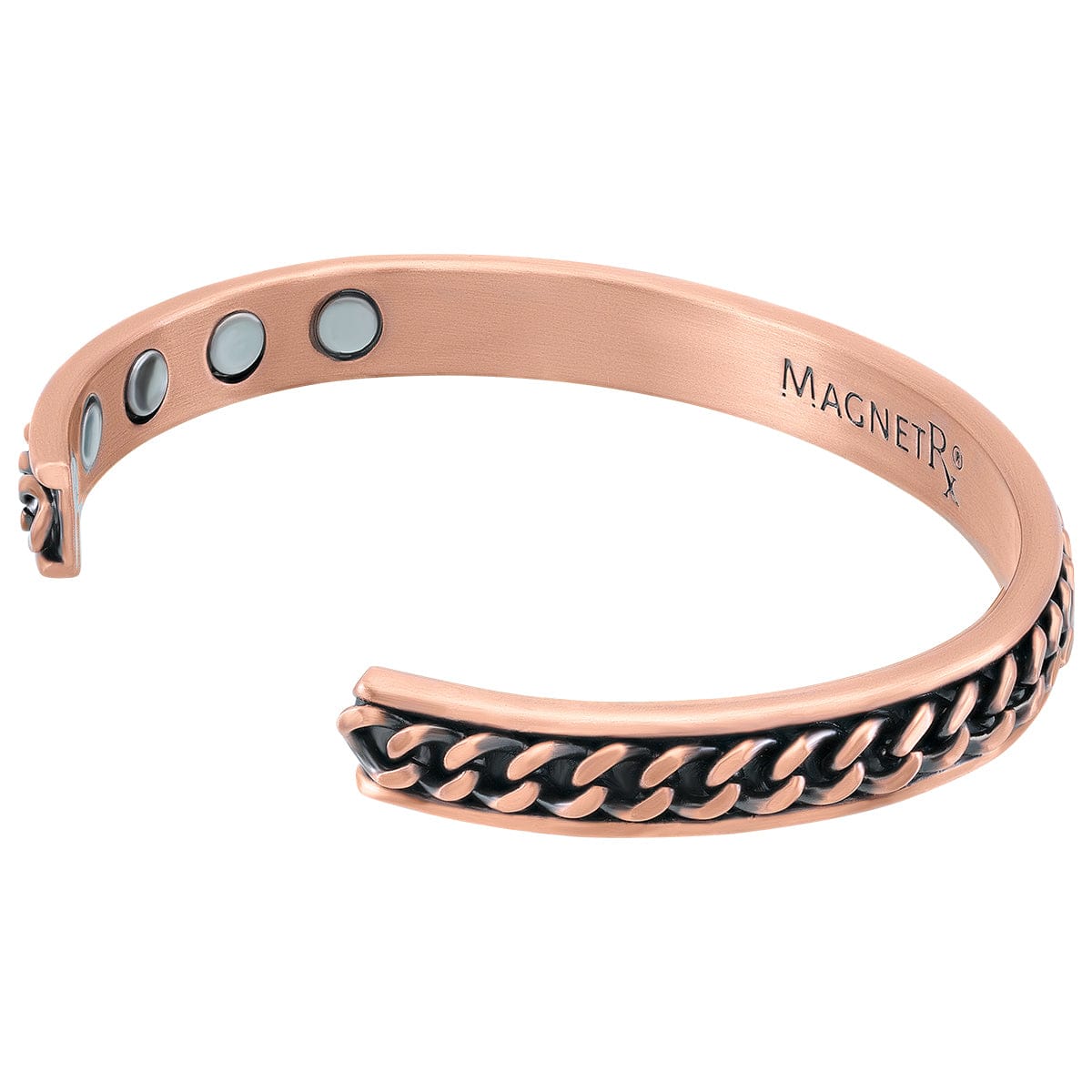 Curb Chain Inlay Copper Cuff Magnetic Therapy Bracelet for Men & Women