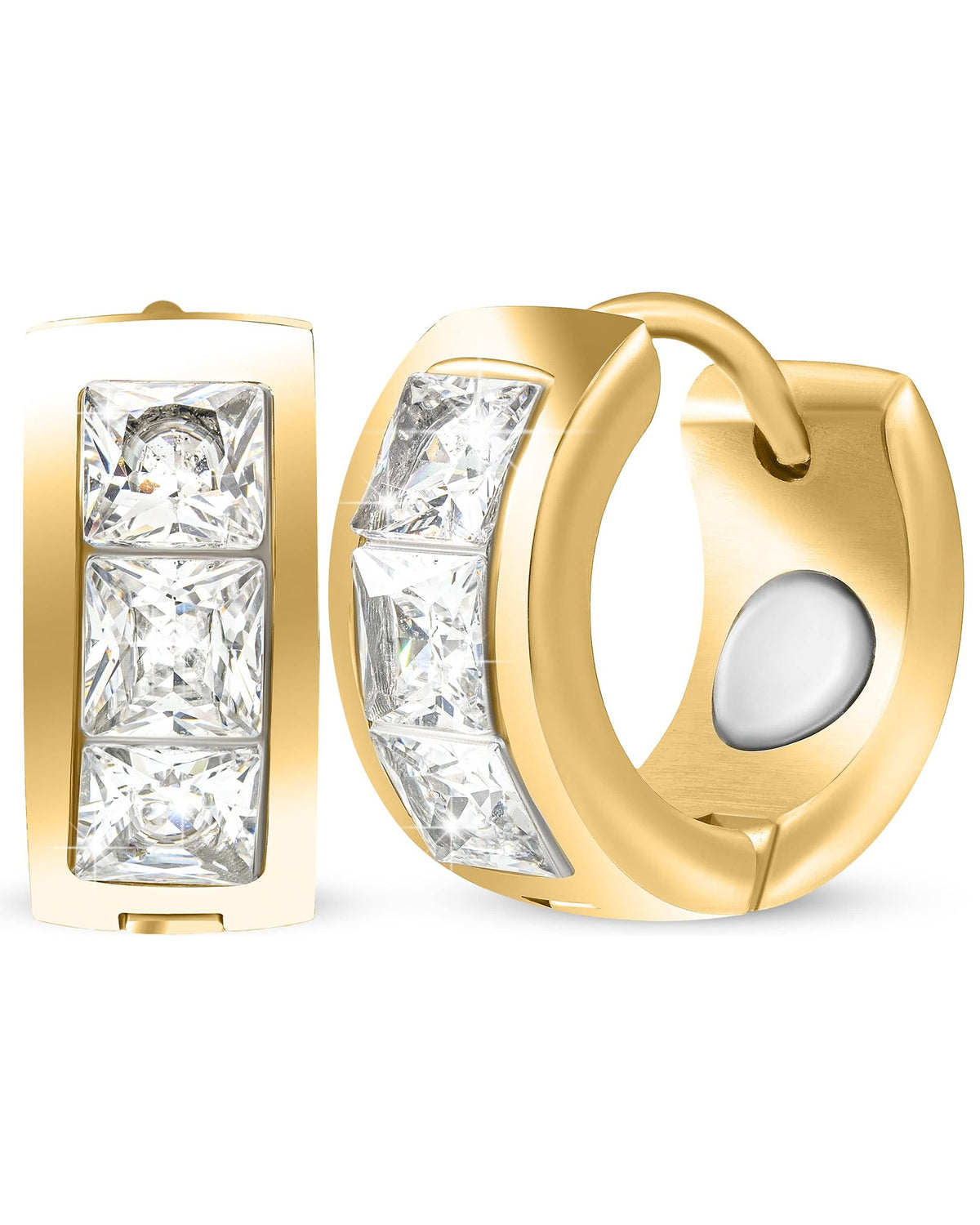 Magnetic Earrings Crystal Magnetic Therapy Earrings for Women (Gold) MagnetRX