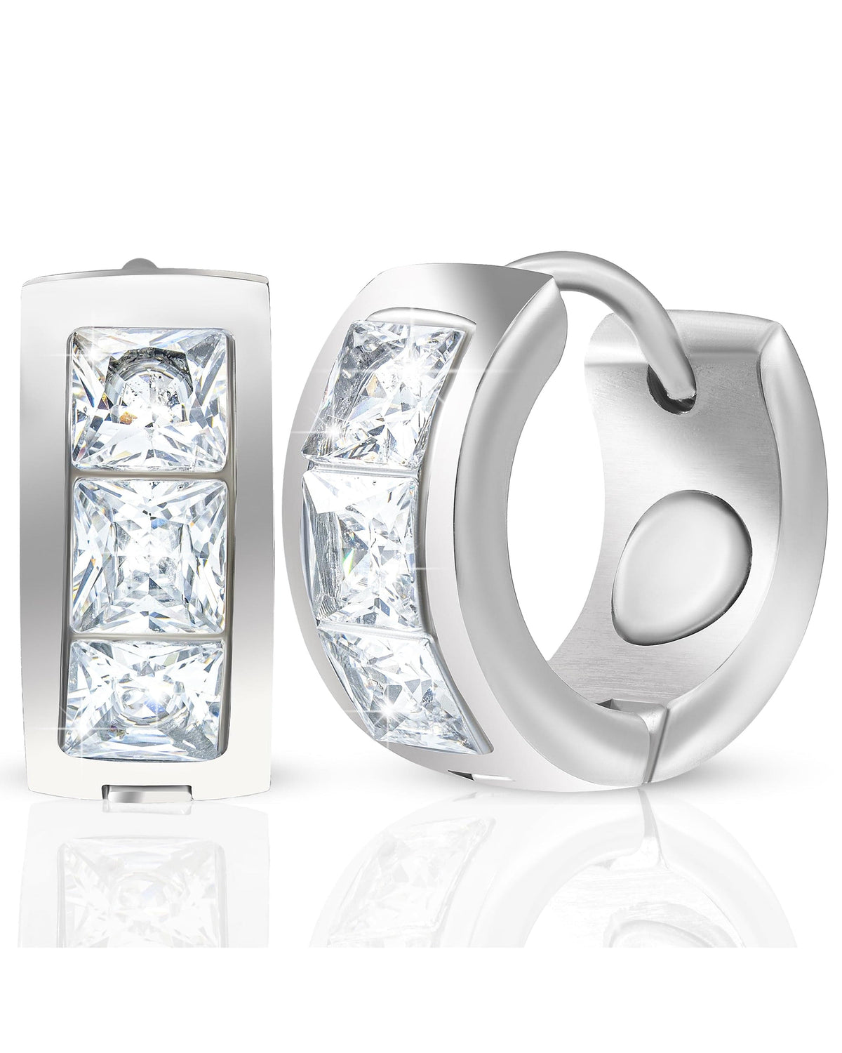 Magnetic Earrings Crystal Magnetic Therapy Earrings for Women (Silver) MagnetRX