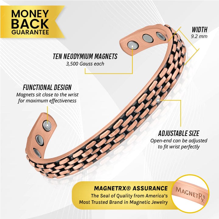 Link Chain Inlay Copper Cuff Magnetic Therapy Bracelet for Men & Women