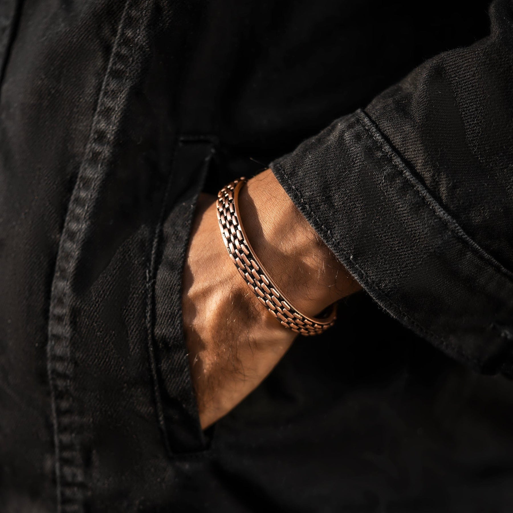 Link Chain Inlay Copper Cuff Magnetic Therapy Bracelet for Men & Women