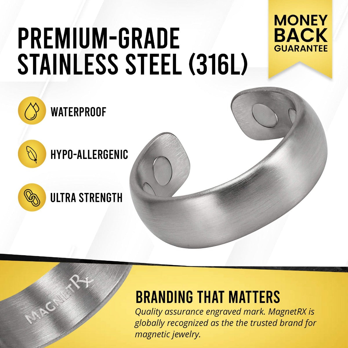 Magnetic Therapy Ring (Brushed Silver)