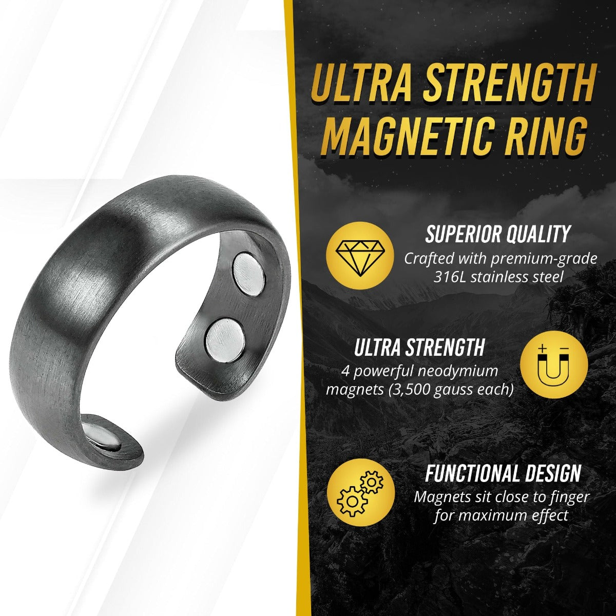 Magnetic Therapy Ring (Gunmetal Gray)