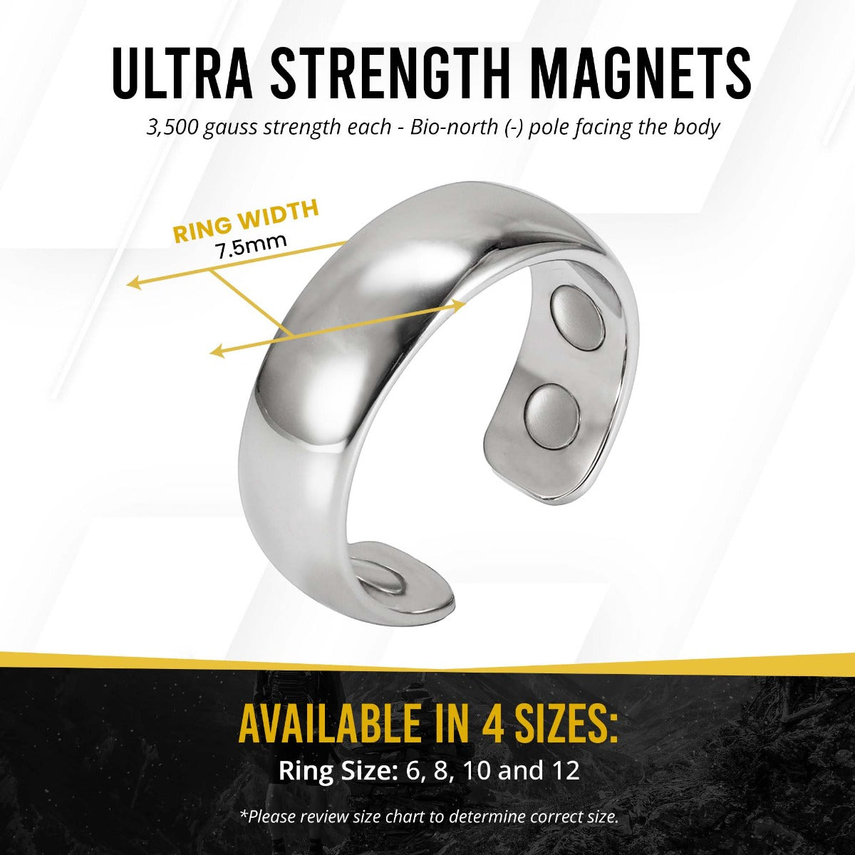 Magnetic Therapy Ring (Polished Silver)