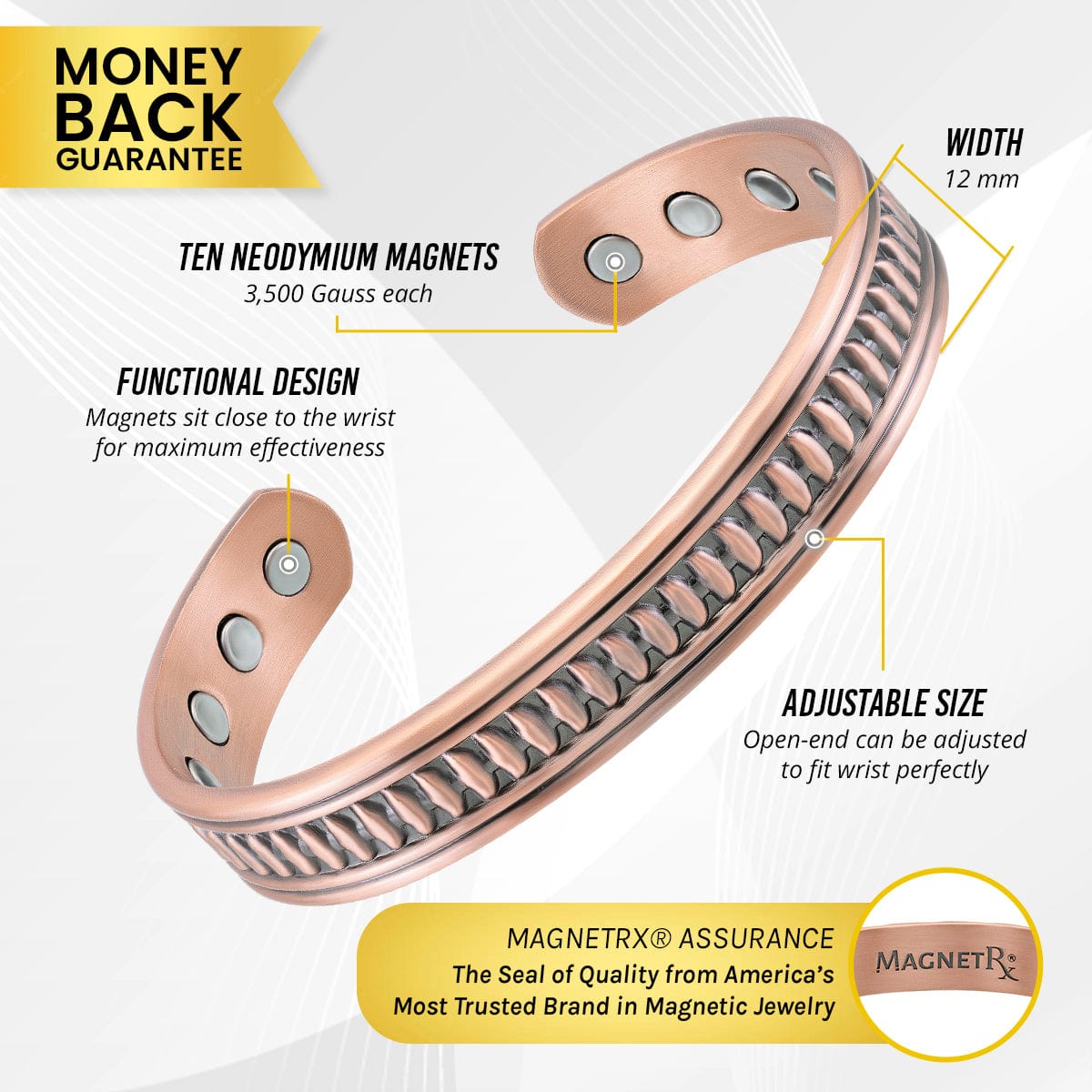 Stamped Native Magnetic Copper Bracelet Cuff for Men