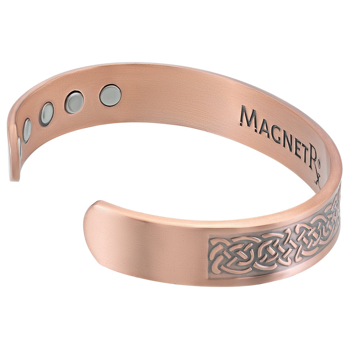 Stamped Shielded Knot Magnetic Copper Bracelet Cuff for Men